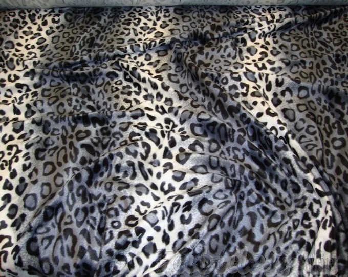 Grey Leopard Cheetah Animal Print Velboa Upholstery Fabric BY THE YARD 60" Wide