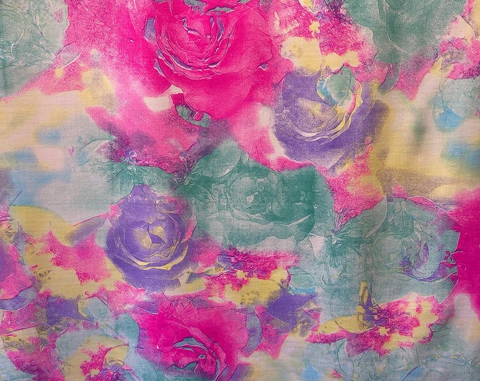 Floral multi  pastel stretch spandex SOLD BY YARD 60 inches wide