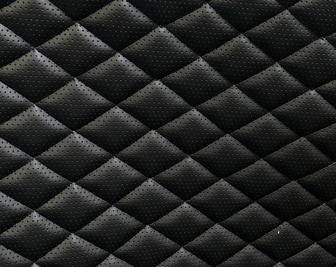 Black semi perforated PVC Quilted Vinyl auto headline fabric with 3/8" Foam Backing 52" Wide