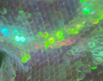 Iridescent Shiny 20mm paillette sequin on mesh fabric sold by yard