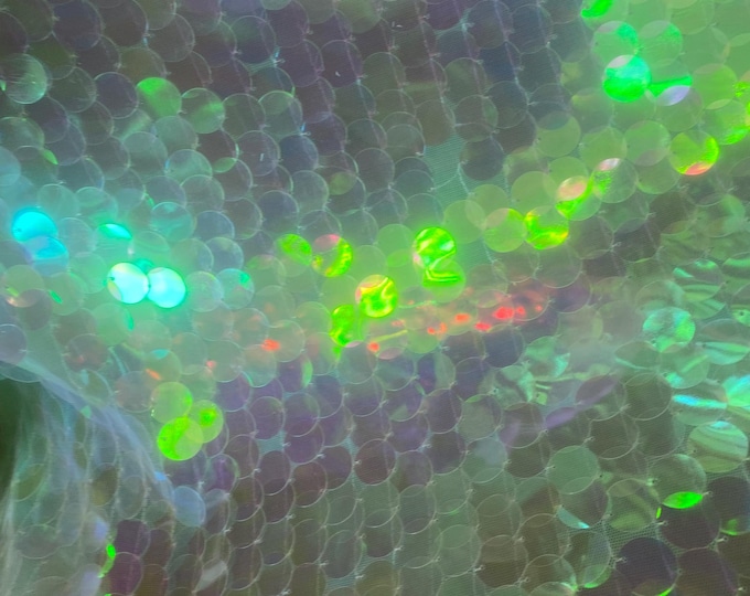 Iridescent Shiny 20mm paillette sequin on mesh fabric sold by yard