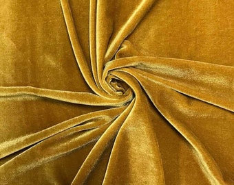 Gold 60" Wide 90% Spandex Stretch Velvet Fabric for Sewing Apparel Costumes Craft, Sold By The Yard.