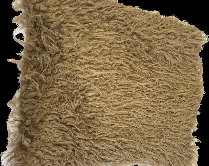 Faux Fur Long Pile Curly Fabric ALPACA  camel / 60” Wide / Sold by the Yard