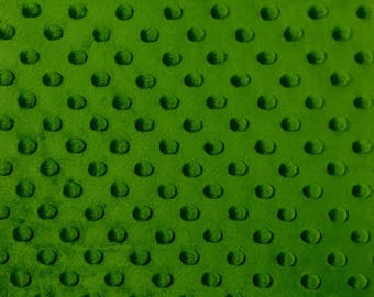 minky Dimple Dot kelly green fabric per yard 60”
