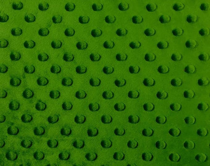 minky Dimple Dot kelly green fabric per yard 60”