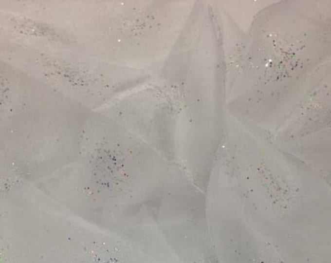 Ivory Crystal Organza Pearl crystal-like stud Draping Craft Wedding Party Decor Fabric  by yard 60" wide