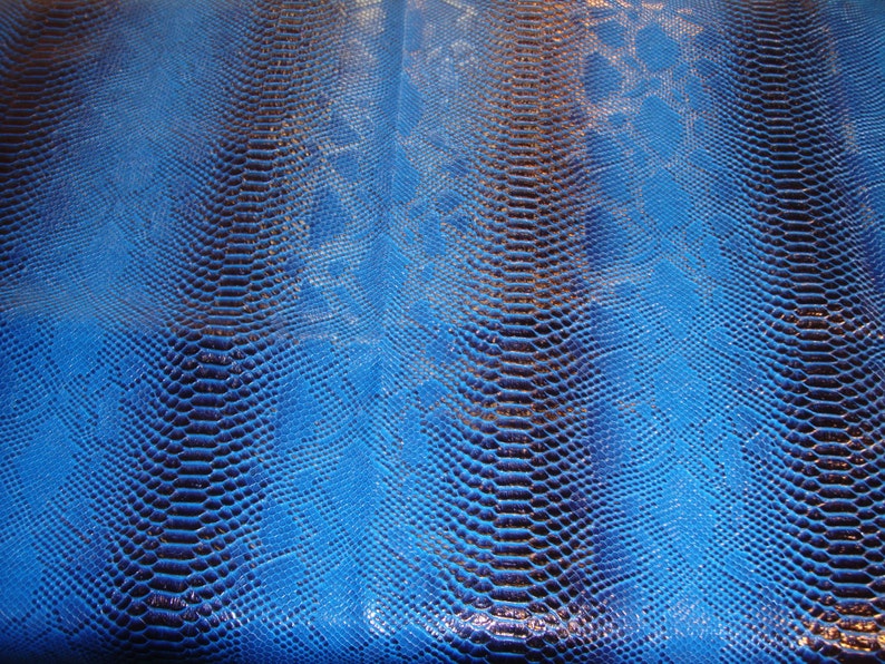 upholstery vinyl leather Snake Viper Fake Royal Navy 2 Tone Embossed pattern fabric yard 55 Wide ROLLED