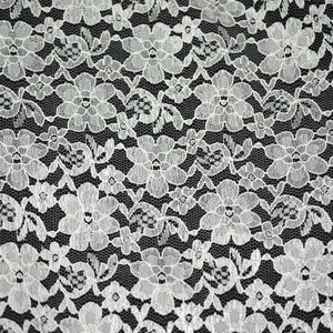 White rachelle lace flower mesh sheer polyester home decor by the yard