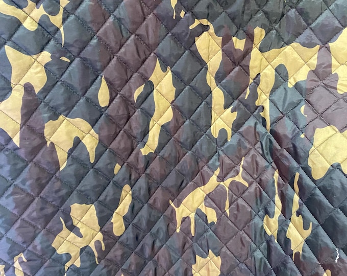 Camouflage Quilted Fabric with Batting | Camo Diamond Stitch Fabric | Jacket, Blanket & Bag Fabric | By the Yard