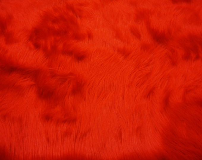58"  Wide Faux fur shaggy Upholstery  fabric By The YARD-red