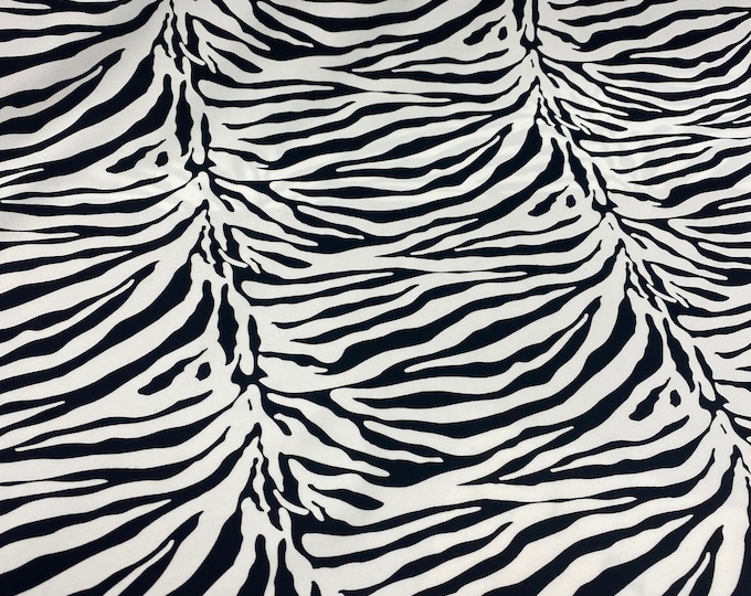 Zebra black white #2 stretch spandex fabric 60 inches wide