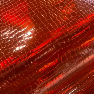 Holographic Iridescence Crocodile PU Fabric Leather Sheets Faux
