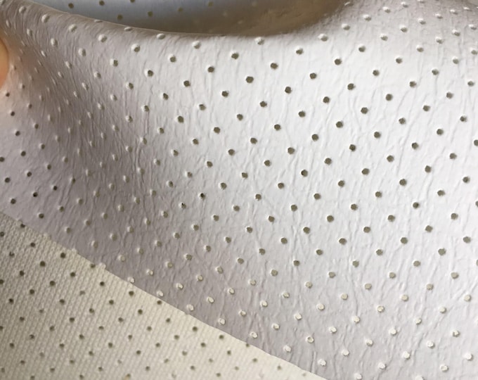 WHITE Perforated commercial marine grade upholstery faux vinyl Automotive