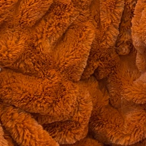 Faux fur, Rust orange Ripple Chinchilla Mink Soft  Fabric BY THE YARD