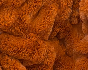 Faux fur, Rust orange Ripple Chinchilla Mink Soft  Fabric BY THE YARD