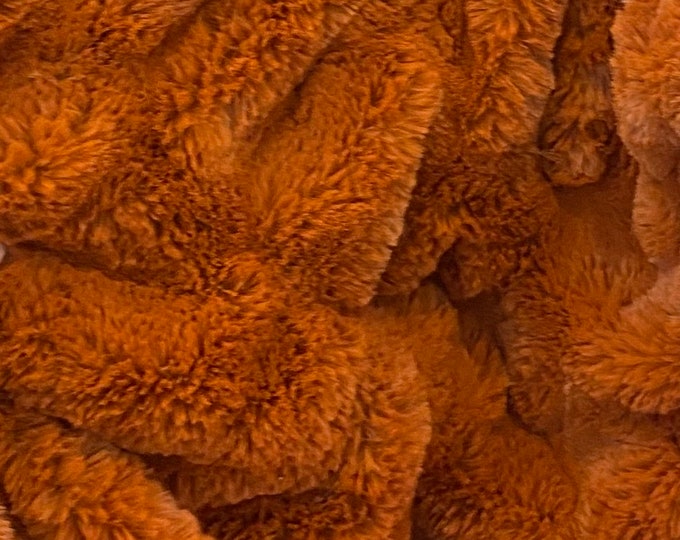 Faux fur, Rust orange Ripple Chinchilla Mink Soft  Fabric BY THE YARD