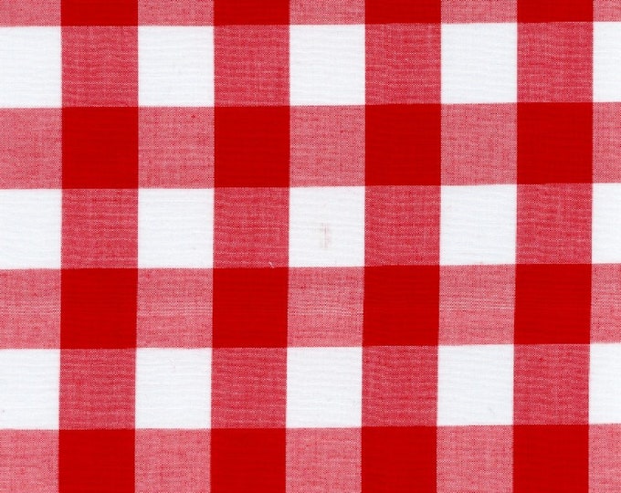 5 YARDS- Checker Fabric 60" Wide Gingham Buffalo Check Tablelcoth Fabric Decoration Red / White