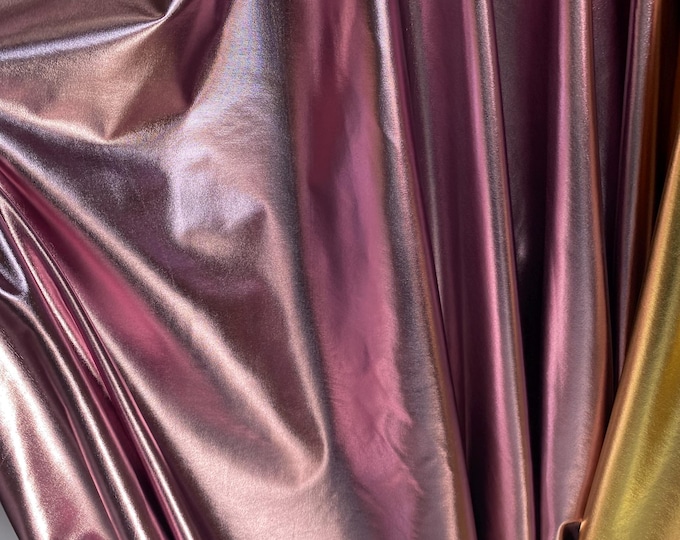 Rose violet Foil Spandex  Fabric, 4 way stretch, sold by the yard