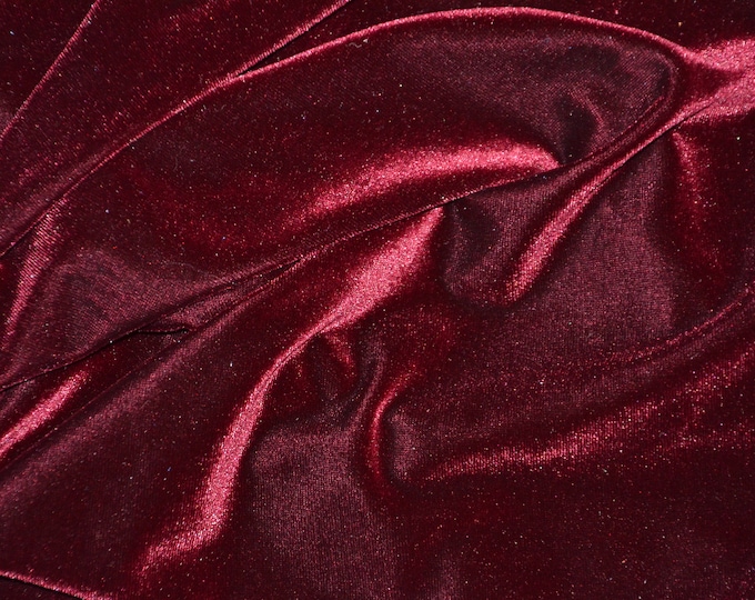 Burgundy  Stretch Velvet Fabric By The Yard | 58’’ wide