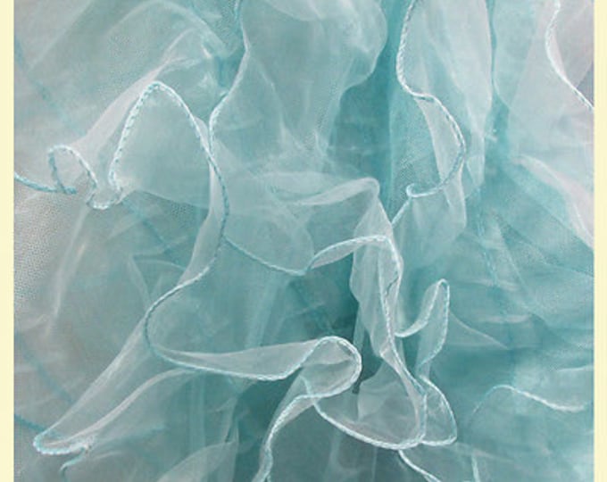 Aqua Ruffled Organza Fabric Draping Craft Wedding Party Decor Fabric dress  58" wide