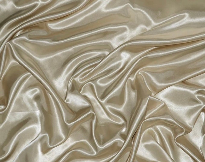 Champagne Charmeuse Satin polyester fabric 60" Wide Silky Shinny by the yard