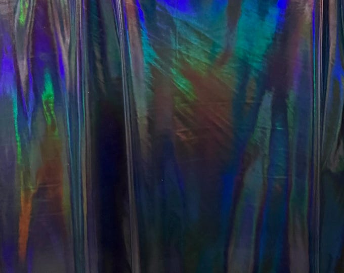 Black Iridescent Metallic Spandex Fabric: 4-Way Stretch for Swimwear, Dancewear, Costumes (60" Wide)