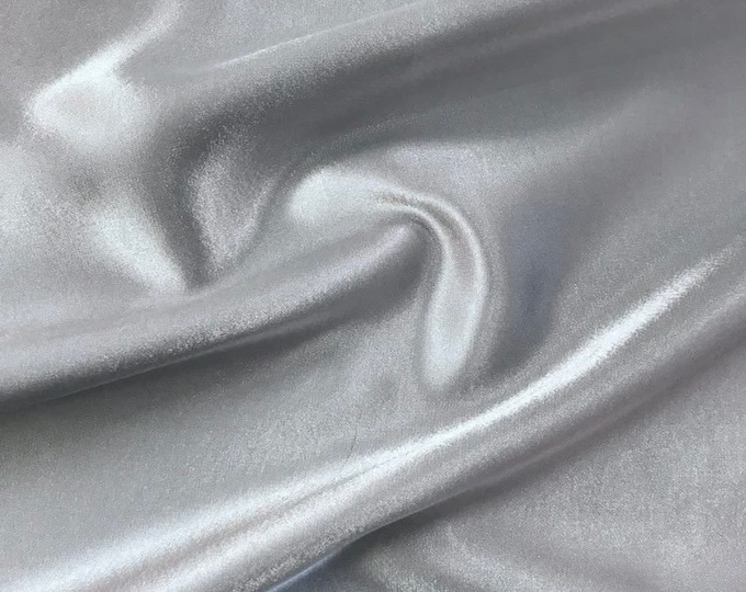 Silver Satin Crepe solid Shimmer Fabric 60" Wide  Sold By the yard