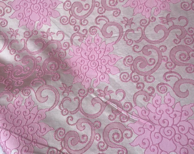 Pink Jacquard damask light weight multi purpose fabric by the yard