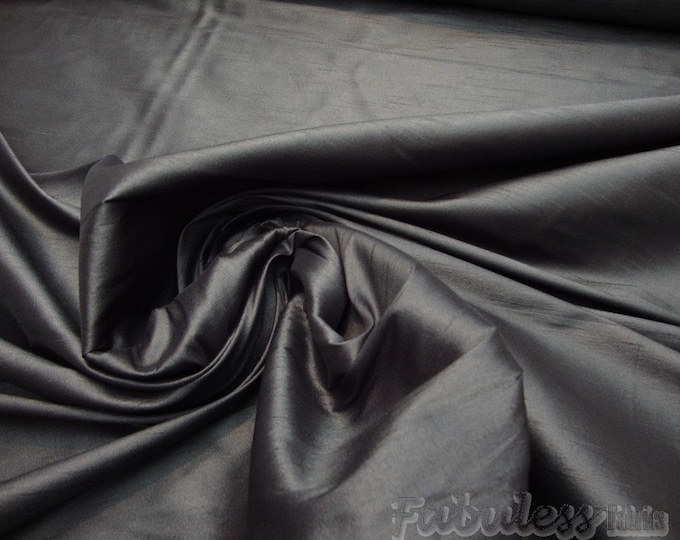 Black Shantung Dupioni Faux Silk two tone fabric BY THE YARD 54" wide