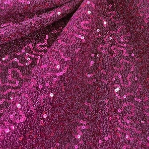 Fuchsia Metallic Tinsel 2 way Stretch Lurex Fabric With Sequins/58 Wide