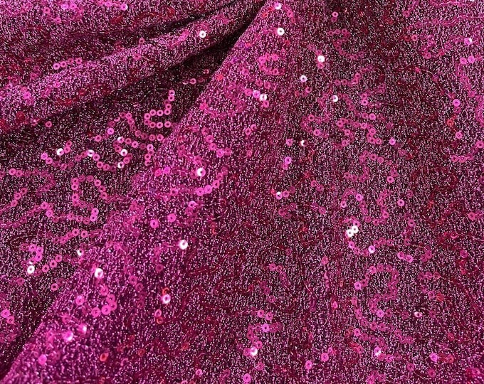 Fuchsia Metallic Tinsel 2 way Stretch Lurex Fabric With Sequins/58 Wide