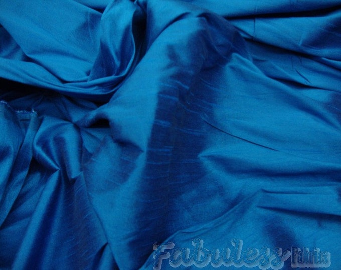 Imperial Blue Shantung Dupioni Faux Silk two tone fabric BY THE YARD 54" wide