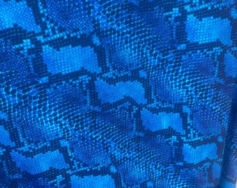 Royal Blue Snake Design Nylon Spandex By The Yard, Digital Print Snake Fabric  Muti Color Snake Fabric 4 Way Stretch, Fabric 60” wide