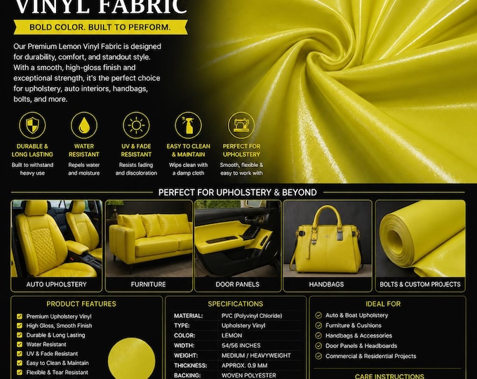 Lemon Marine Upholstery Auto Boat vinyl fabric per yard 54" wide