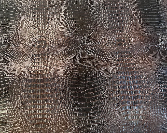 Cayman 3d dark brown alligator embossed thick Vinyl upholstery fabric , handbags, auto and much more
