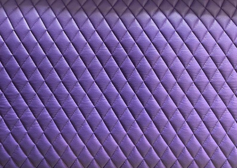 Purple champion Diamond Quilted Faux Leather Vinyl foam backed fabric Automotive headliner headboard upholstery 52 Wide image 3
