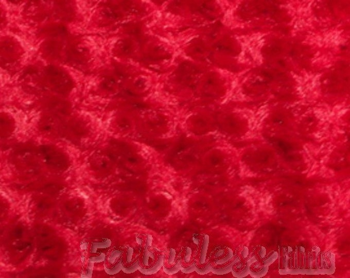 Minky Red Rose Bud  fabric by the yard 58" wide