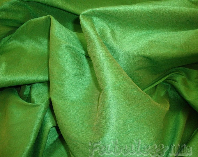 Garden Green Shantung Dupioni Faux Silk – Two-Tone Polyester Fabric for Drapery,  Sewing & crafts 54” wide