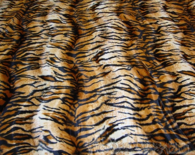 Siberian Tiger Dark Gold Animal print Velboa Fabric BY THE YARD 60" Wide