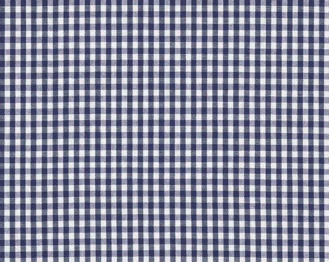 Navy Gingham Checkered 1/8” inch Fabric poly cotton 60” wide- none stretch sold By The Yard