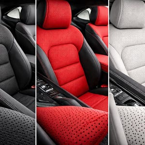 K&ouml;nnte beinhalten: Ein Set aus drei Autositzbez&uuml;gen in Schwarz, Rot und Wei&szlig;. Jeder Bezug verf&uuml;gt &uuml;ber ein perforiertes Mittelteil an R&uuml;ckenlehne und Sitzfl&auml;che, integrierte Kopfst&uuml;tzen und feste Seitenwangen. Das Design weist eine strukturierte Oberfl&auml;che auf.