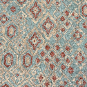 Kilim turquoise Color Chenille Upholstery Drapery fabric by the yard 57&quot; Wide