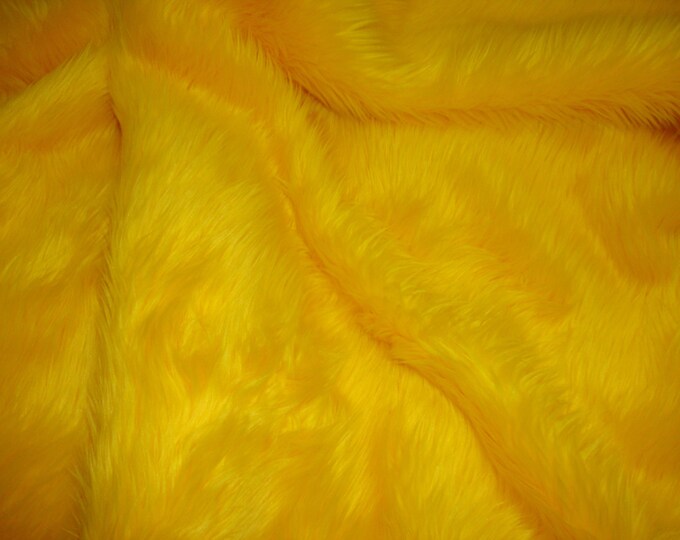 Canary Yellow SHAGGY faux shag fur upholstery, costume, acessories, fabric, cosplay, clothing, festival, rave, fetish, by the yard 60" wide