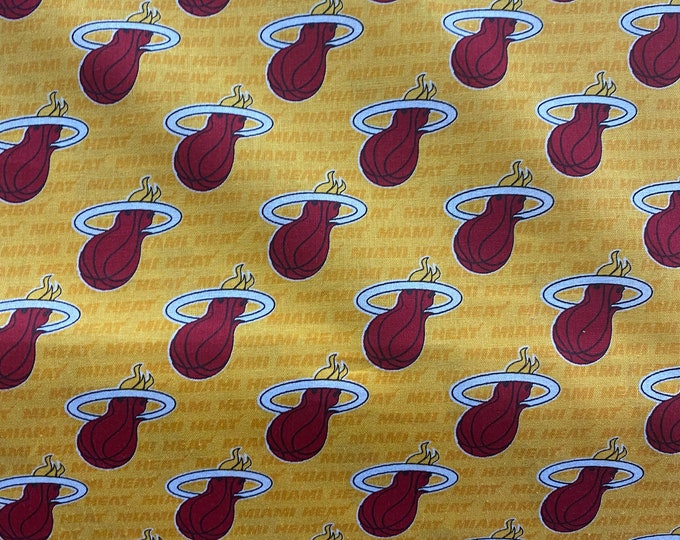 100 % Cotton Fabric - 45 " Wide - Miami Heat theme, flag, children clothing, pillows, bedding, costume