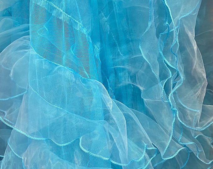 Turquoise Ruffled Organza Fabric Draping Craft Wedding Party Decor   58" wide