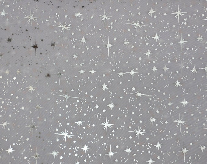 Star sparkle Bursts Sheer Organza WHITE 25 yards 58 Inch Wide Fabric