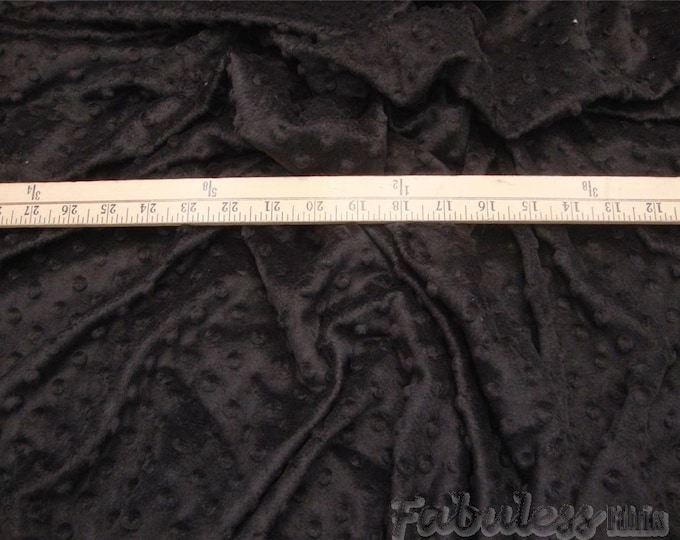 Black minky Dimple Dot fabric 60” wide