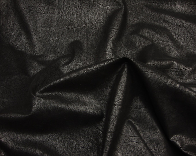 Black on black Distressed Vinyl Fabric by the Yard – Upholstery, DIY, Automotive, Bags, Furniture, Rustic Leather Look – 54" Wide