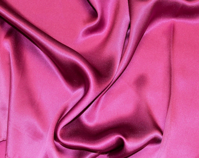 Magenta solid 100% pure silk charmuse fabric sold by yard
