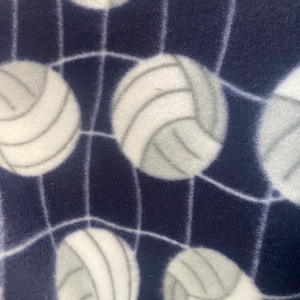 Volleyball Fleece on navy 60” wide By The Yard